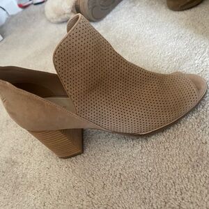 Women's Tan Perforated Ankle Booties